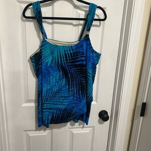 Blue and Black Tropical Print Women's Top